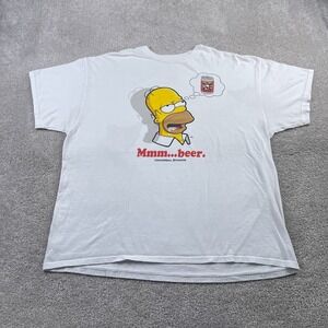 Homer Simpson Shirt Mens 2XL XXL White Universal Studios Mmm‎ Beer Duff Cartoon